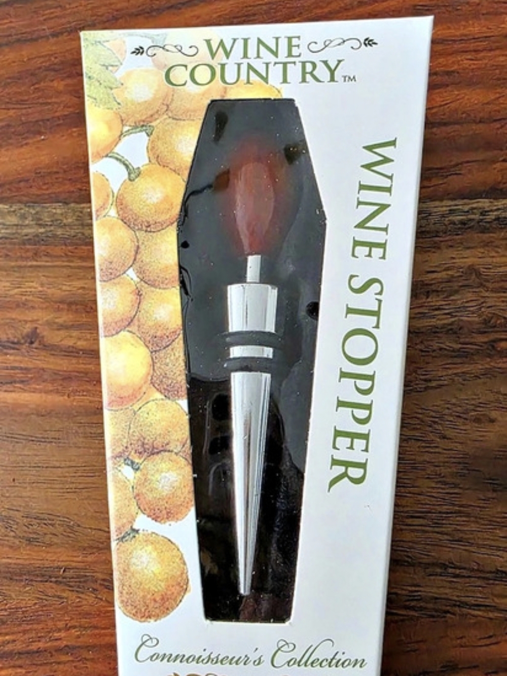 Wine Country Wine Stopper Connoisseur's Collection Black & White